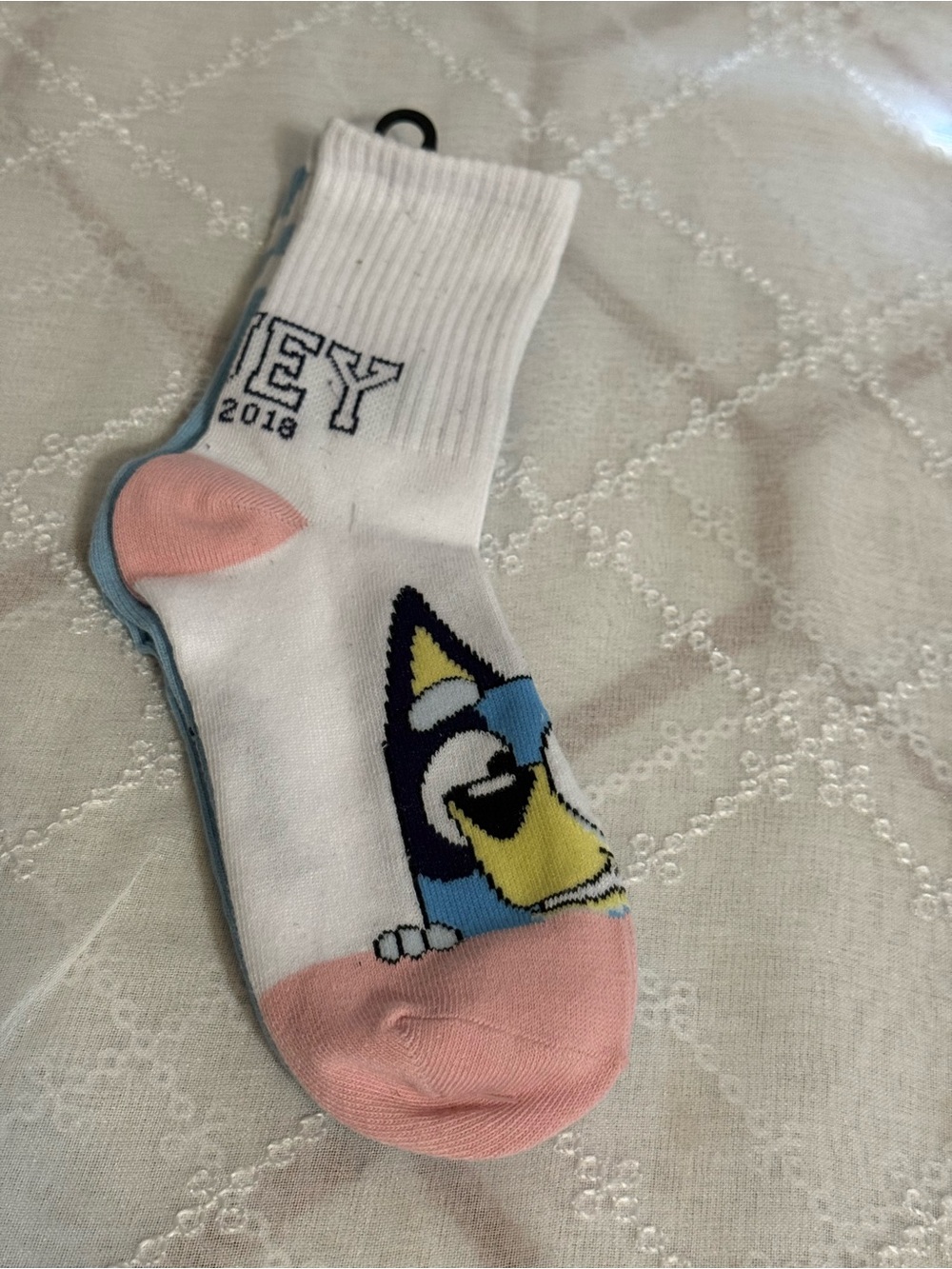 White & Pink Cartoon Ankle Socks for Men - Playful Character Design